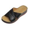 Womens Summer Slip on Sandals Fashion Casual Cross Straps Open Toe Wedge Platform Slipper Comfortable Sewing Thread Outdoor Ladies Shoes Flip Flops Black view 1