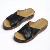 Womens Summer Slip on Sandals Fashion Casual Cross Straps Open Toe Wedge Platform Slipper Comfortable Sewing Thread Outdoor Ladies Shoes Flip Flops Black view 4