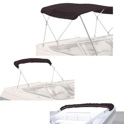 SavvyCraft 4 Bow Bimini Top Replacement Cover 10 Feet Long, Durable Marine Grade Canvas Sun Shade Boat Canopy, Easy Install Zipper Sleeves, 4 Bow 120 inches Long, 91-96 inches Wide, Black Color