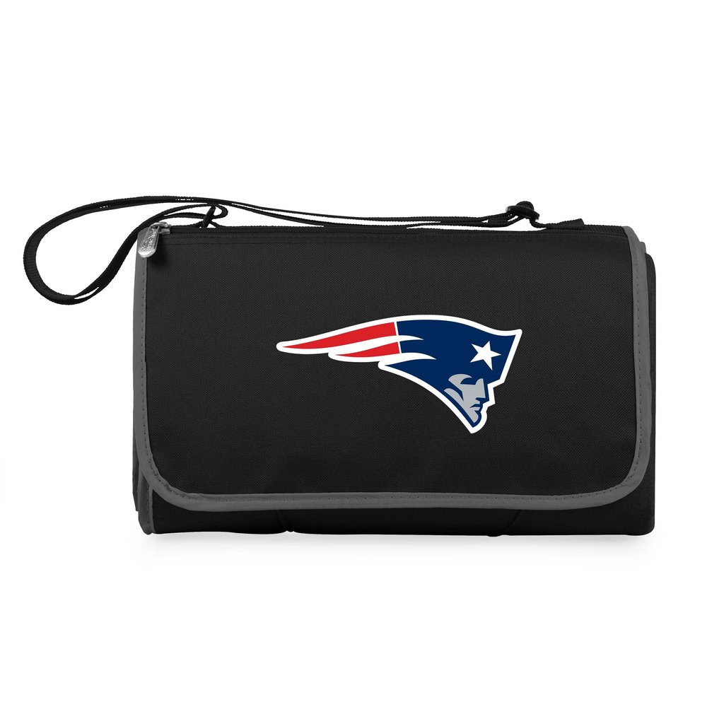 PICNIC TIME NFL New England Patriots Blanket Tote Outdoor Picnic Blanket - Beach Blanket - Camping Blanket, (Black with Black Exterior)