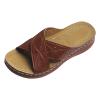 Womens Summer Slip on Sandals Fashion Casual Cross Straps Open Toe Wedge Platform Slipper Comfortable Sewing Thread Outdoor Ladies Shoes Flip Flops Brown view 1