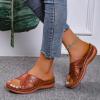 Womens Summer Slip on Sandals Fashion Casual Cross Straps Open Toe Wedge Platform Slipper Comfortable Sewing Thread Outdoor Ladies Shoes Flip Flops Brown view 2