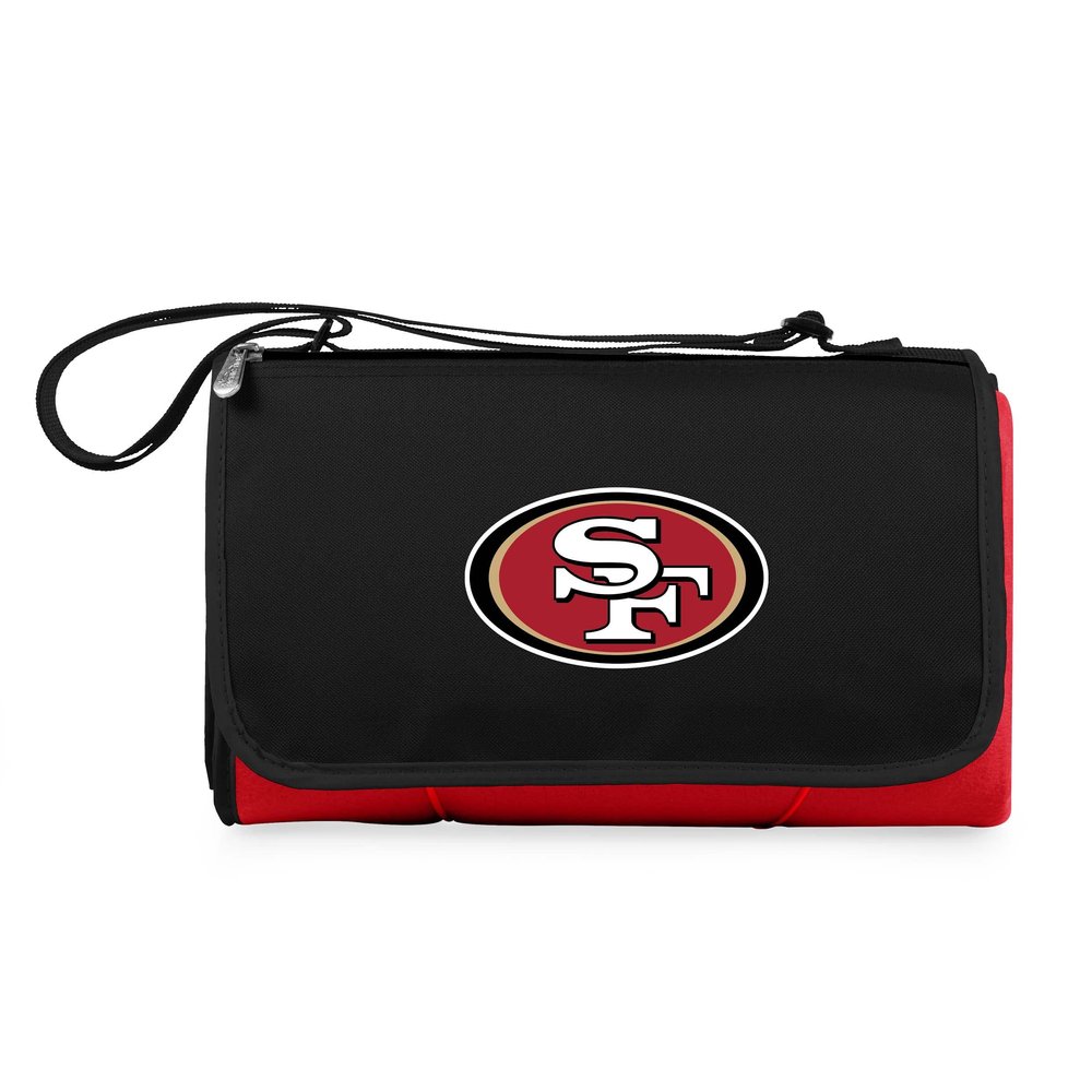 PICNIC TIME NFL San Francisco 49ers Blanket Tote Outdoor Picnic Blanket - Beach Blanket - Camping Blanket, (Red with Black Flap)