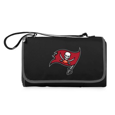 PICNIC TIME NFL Tampa Bay Buccaneers Blanket Tote Outdoor Picnic Blanket - Beach Blanket - Camping Blanket, (Black with Black Exterior)