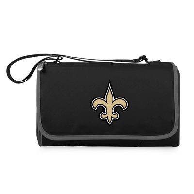 PICNIC TIME NFL New Orleans Saints Blanket Tote Outdoor Picnic Blanket - Beach Blanket - Camping Blanket, (Black with Black Exterior)