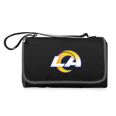 PICNIC TIME NFL Los Angeles Rams Blanket Tote Outdoor Picnic Blanket - Beach Blanket - Camping Blanket, (Black with Black Exterior)