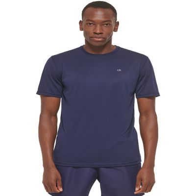 Calvin Klein Men's Standard Light Weight Quick Dry Short Sleeve 40+ UPF Protection Active Top, Navy, Small