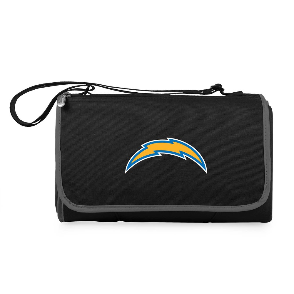 PICNIC TIME NFL Los Angeles Chargers Blanket Tote Outdoor Picnic Blanket - Beach Blanket - Camping Blanket, (Black with Black Exterior)