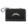 PICNIC TIME NFL Los Angeles Chargers Blanket Tote Outdoor Picnic Blanket - Beach Blanket - Camping Blanket, (Black with Black Exterior) view 1