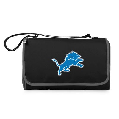 PICNIC TIME NFL Detroit Lions Blanket Tote Outdoor Picnic Blanket - Beach Blanket - Camping Blanket, (Black with Black Exterior)