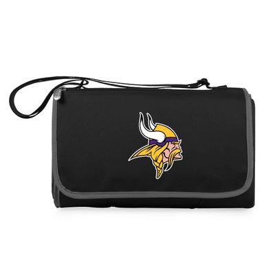 PICNIC TIME NFL Minnesota Vikings Blanket Tote Outdoor Picnic Blanket - Beach Blanket - Camping Blanket, (Black with Black Exterior)