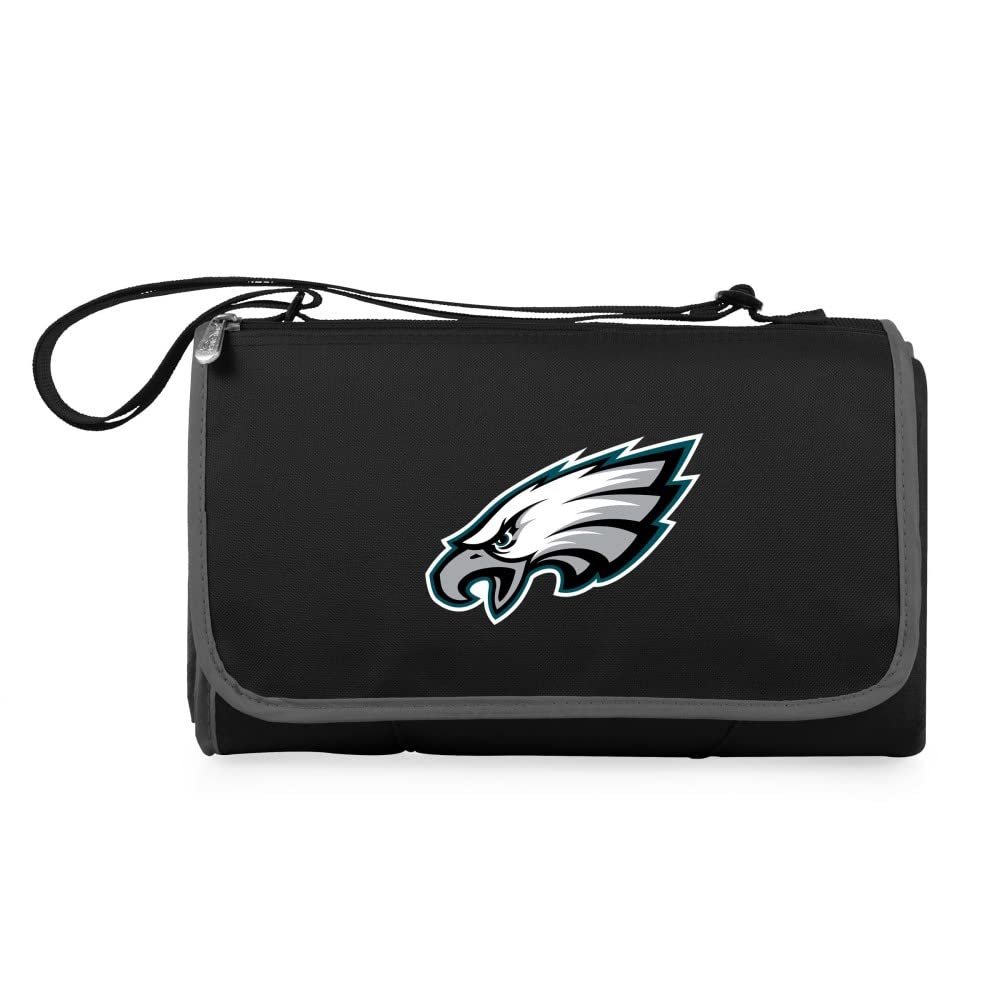 PICNIC TIME NFL Philadelphia Eagles Blanket Tote Outdoor Picnic Blanket - Beach Blanket - Camping Blanket, (Black with Black Exterior)