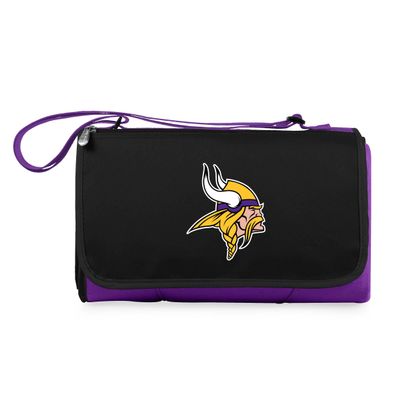 PICNIC TIME NFL Minnesota Vikings Blanket Tote Outdoor Picnic Blanket - Beach Blanket - Camping Blanket, (Purple with Black Flap)