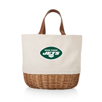 PICNIC TIME NFL New York Jets Promenade Picnic Basket for 2 - Picnic Set with Canvas Tote Bag, (Beige Canvas)
