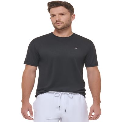 Calvin Klein Men's Standard Light Weight Quick Dry Short Sleeve 40+ UPF Protection Active Top, Black, Small