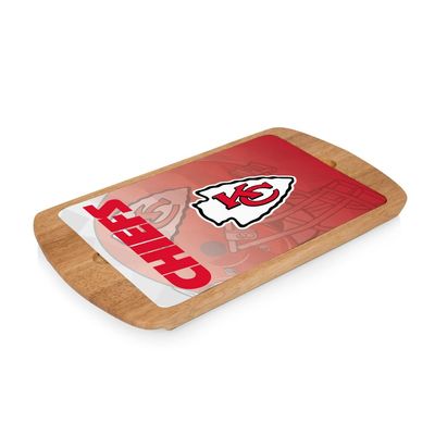 PICNIC TIME NFL Kansas City Chiefs Billboard Glass Top Serving Tray, (Parawood)