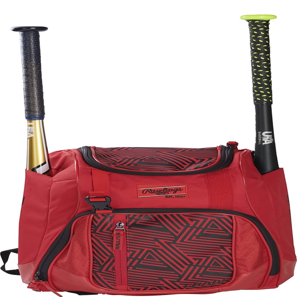 Rawlings | CHAOS Backpack Bag Series | Youth Baseball & Fastpitch Softball | Scarlet/Black