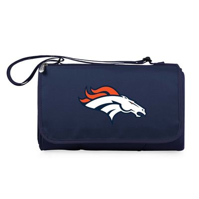 PICNIC TIME NFL Denver Broncos Blanket Tote Outdoor Picnic Blanket - Beach Blanket - Camping Blanket, (Navy Blue with Black Flap)