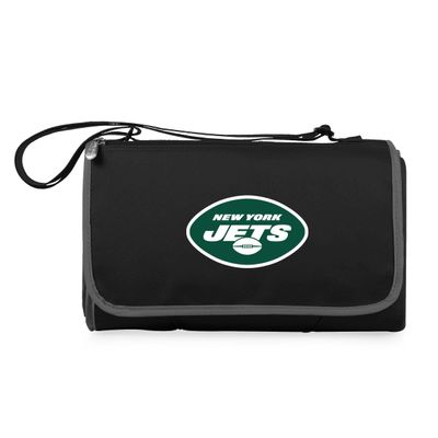 PICNIC TIME NFL New York Jets Blanket Tote Outdoor Picnic Blanket - Beach Blanket - Camping Blanket, (Black with Black Exterior)