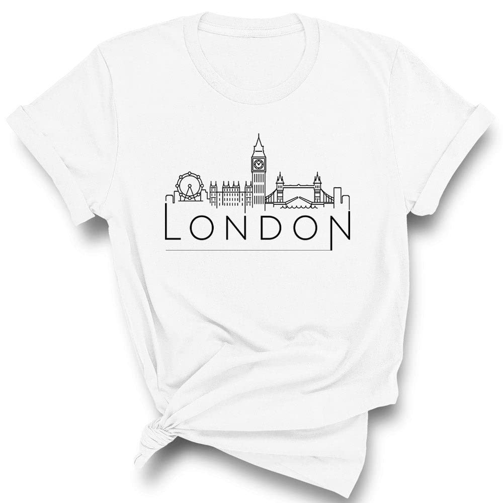 TeesAndTankYou Skyline London England Shirt Unisex 3X-Large White