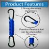 2 Pack Paracord Keychain Carabiner Clips, Heavy Duty Lanyard Hanger with Double Hooks for Stroller Holder, Bottle, Keys, Backpack, Tools (Blue) view 3