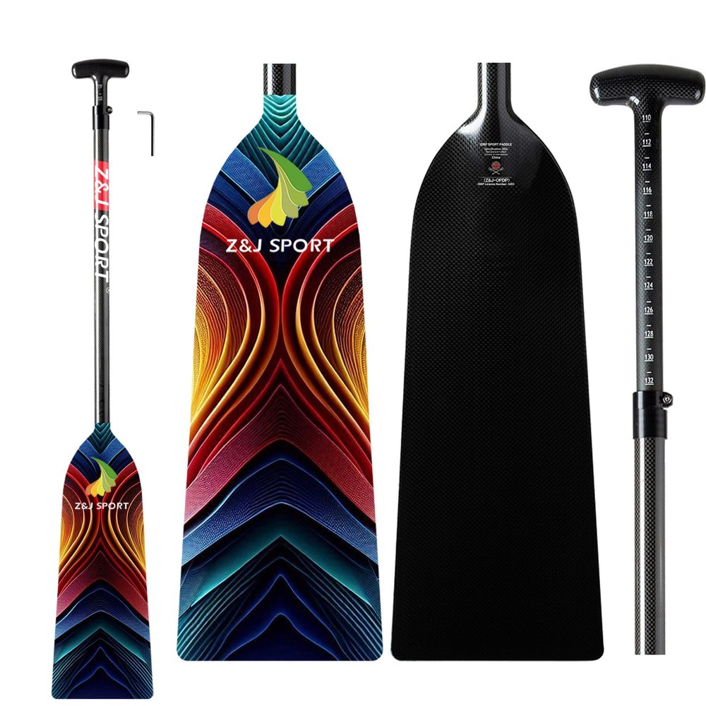 Z&J SPORT Adjustable Dragon Boat Paddle, IDBF Approved Carbon Fiber Paddle, Dragon Graphic Paddle with Adjuster for Dragon Boat Race with Adjustable T Handle (GZJ8)
