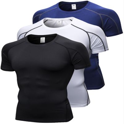 3 Pack Men's Compression Shirts Short Sleeve Workout T-Shirt Cool Dry Undershirts Baselayer Sport Cool Shirt Running Tops