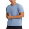 CRZ YOGA Men's Workout Short Sleeve T-Shirt Quick Dry Gym Athletic Running Stretchy Tee Shirts Top Slate Blue Large view 1
