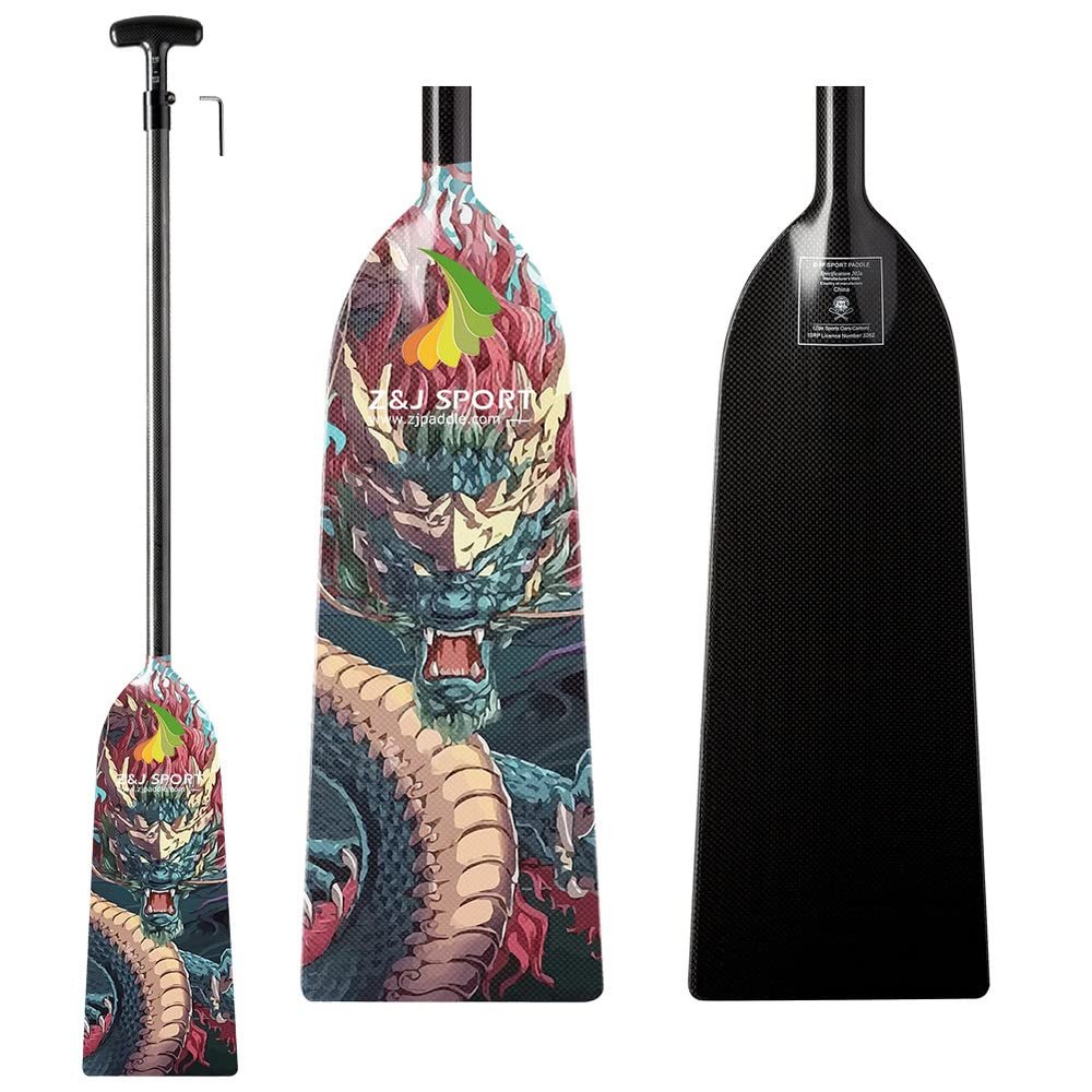 Z&J SPORT Adjustable Dragon Boat Paddle Graphic Blade IDBF Approved Carbon Fiber Paddle (SCB4)