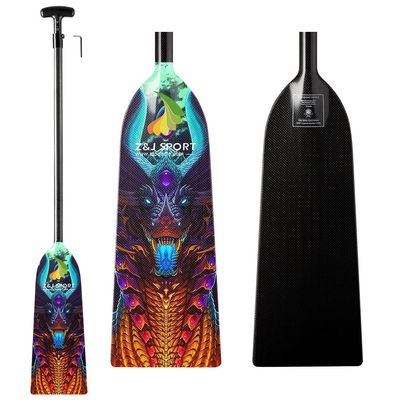 Z&J SPORT Adjustable Dragon Boat Paddle, IDBF Approved Carbon Fiber Paddle, Dragon Graphic Paddle with Adjuster for Dragon Boat Race with Adjustable T Handle (SCB6)
