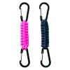 2 Pack Paracord Keychain Carabiner Clips, Heavy Duty Lanyard Hanger with Double Hooks for Stroller Holder, Bottle, Keys, Backpack, Tools (Pink) view 1