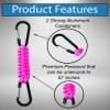2 Pack Paracord Keychain Carabiner Clips, Heavy Duty Lanyard Hanger with Double Hooks for Stroller Holder, Bottle, Keys, Backpack, Tools (Pink) view 3