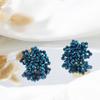 Aeravida Detailed Elegant Royal Blue Crystal Bead Cluster Clip-on No Piercing Classy Earrings for Men Women view 2