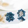 Aeravida Detailed Elegant Royal Blue Crystal Bead Cluster Clip-on No Piercing Classy Earrings for Men Women view 3