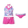 Moggemol Kids Girls 3 Piece Tankini Swimsuit Floral Print Top with Boyshorts Bottoms Bathing Suit Swimwear Fuscia 4 Years view 3