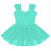 Agoky Girls Solid Color Gymnastic Ballet Dance Leotard Dress Sleeveless Figure Ice Skating Dress Lyrical Modern Dancewear Green 14 Years view 3