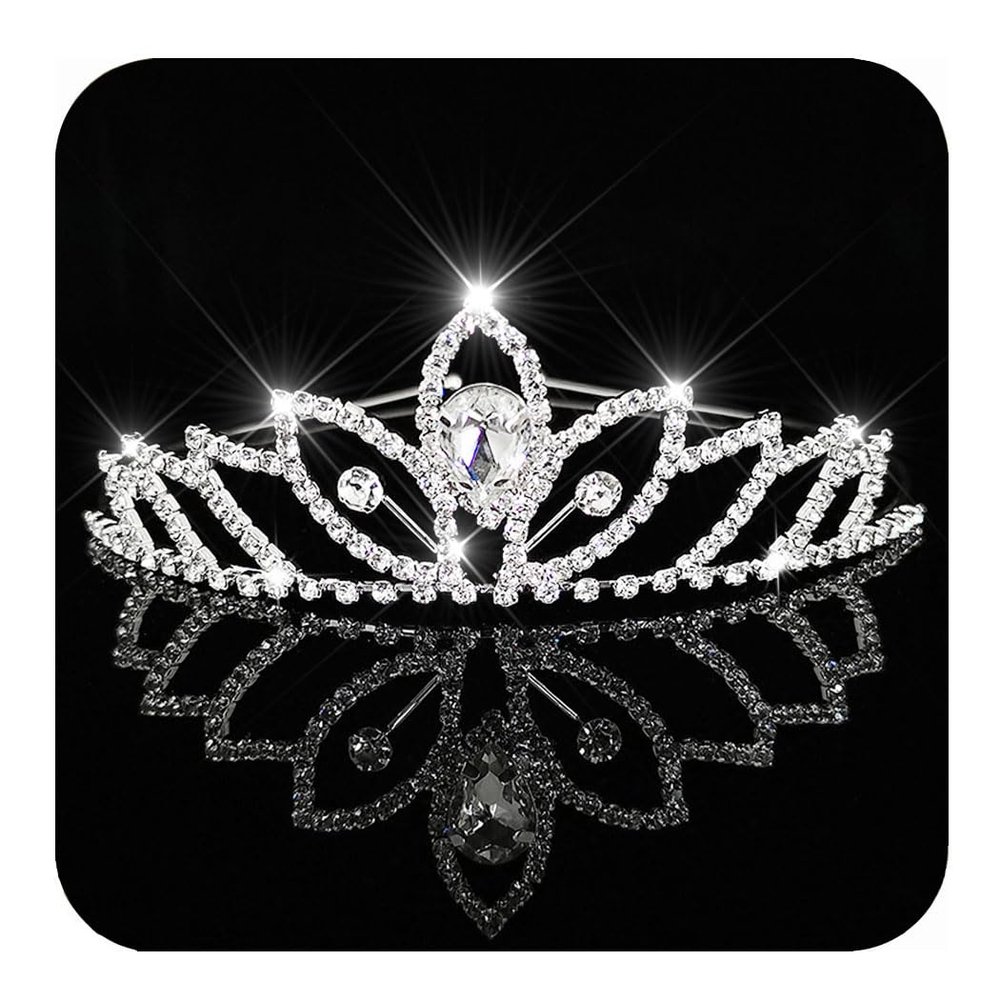 Kilshye Silver Tiaras Princess Rhinestone Tiara and Crown Crystal Crowns Birthday Party Headdress for Women (A-White)