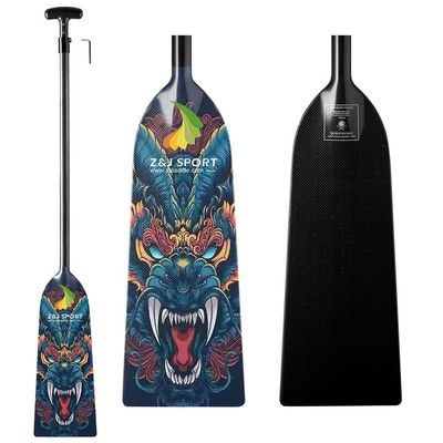 Z&J SPORT Adjustable Dragon Boat Paddle, IDBF Approved Carbon Fiber Paddle, Dragon Graphic Paddle with Adjuster for Dragon Boat Race with Adjustable T Handle (SCB11)