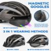 FUNWICT Adult Bike Helmet with Visor and Goggles for Men Women Mountain Road Bicycle Helmet Rechargeable Rear Light Cycling Helmet (M: 54-58 cm (21.3-22.8 inches), Ti Grey) view 2