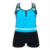 Moggemol Kids Girls 3 Piece Tankini Swimsuit Floral Print Top with Boyshorts Bottoms Bathing Suit Swimwear Cerulean 4 Years view 3