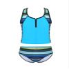Moggemol Kids Girls 3 Piece Tankini Swimsuit Floral Print Top with Boyshorts Bottoms Bathing Suit Swimwear Cerulean 4 Years view 4