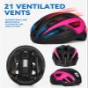 FUNWICT Adult Bike Helmet with Visor and Goggles for Men Women Mountain Road Bicycle Helmet Rechargeable Rear Light Cycling Helmet (M: 54-58 cm (21.3-22.8 inches), Black Pink) view 4