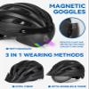 FUNWICT Adult Bike Helmet with Visor and Goggles for Men Women Mountain Road Bicycle Helmet Rechargeable Rear Light Cycling Helmet (M: 54-58 cm (21.3-22.8 inches), Black) view 2