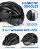 FUNWICT Adult Bike Helmet with Visor and Goggles for Men Women Mountain Road Bicycle Helmet Rechargeable Rear Light Cycling Helmet (XL: 59-63 cm (23.2-24.8 inches), Black) view 2