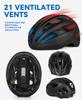 FUNWICT Adult Bike Helmet with Visor and Goggles for Men Women Mountain Road Bicycle Helmet Rechargeable Rear Light Cycling Helmet (XL: 59-63 cm (23.2-24.8 inches), Black) view 4