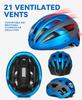 FUNWICT Adult Bike Helmet with Visor and Goggles for Men Women Mountain Road Bicycle Helmet Rechargeable Rear Light Cycling Helmet (XL: 59-63 cm (23.2-24.8 inches), Blue Grey) view 4