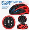 FUNWICT Adult Bike Helmet with Visor and Goggles for Men Women Mountain Road Bicycle Helmet Rechargeable Rear Light Cycling Helmet (M: 54-58 cm (21.3-22.8 inches), Black Red) view 4