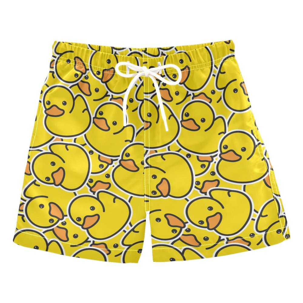 Rubber Duck Boys Swim Trunks Toddler Boy Swimsuit Quick Dry Boys Bathing Suits for Boys Adjustable Waist Swim Shorts for Kids 2T-16