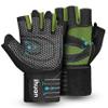 ihuan Ventilated Weight Lifting Gym Workout Gloves with Wrist Wrap Support for Men & Women, Full Palm Protection, for Weightlifting, Training, Fitness, Hanging, Pull ups (Dark Green, M) view 1