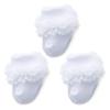 Baby Girl Triple Lace Ruffle Turn Cuff Socks - 3 Pairs Ankle Dress Socks for Toddler (White, 3-12 Months) view 1